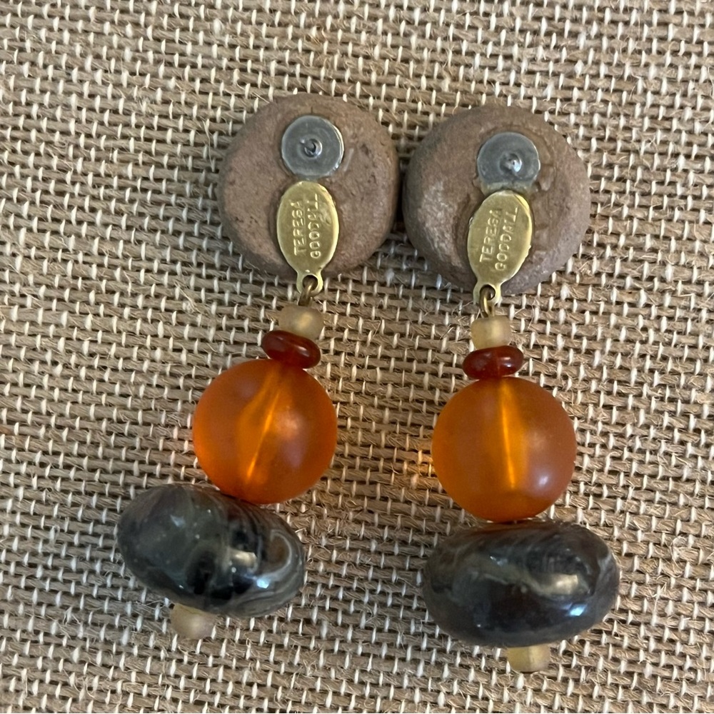 Teresa Goodall Designer SIGNED Post Dangle Earrings Artisan Ooak Gift - Picture 3 of 8